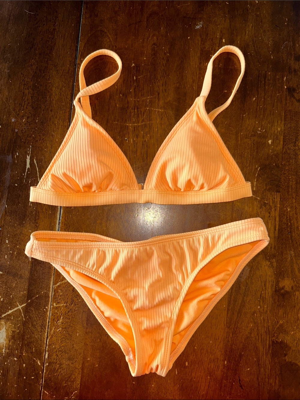 Target Orange Ribbed Triangle Bikini Set